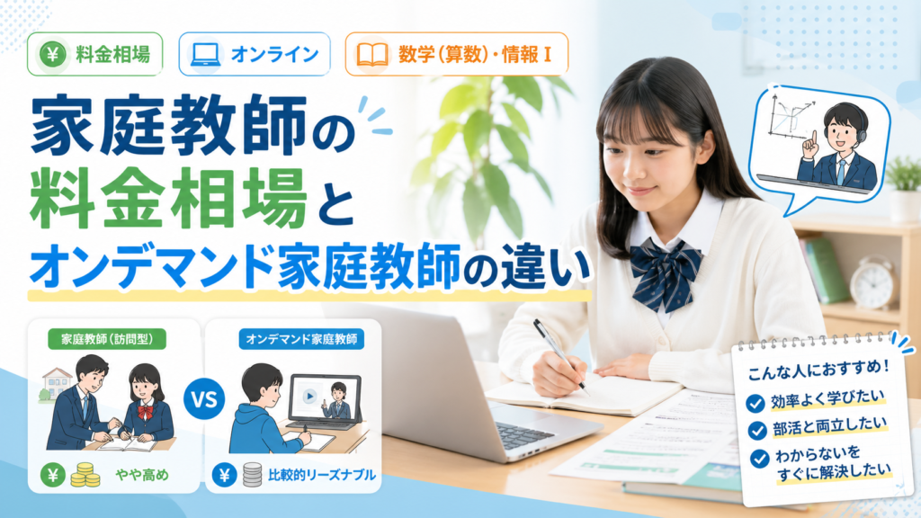 家庭教師の料金相場とオンデマンド家庭教師の違いを説明する画像
